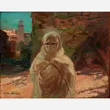 Gaston Lucien Blondeau, Untitled (Tunisian Scene), circa mid-20th century, Oil on wood