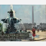 Georges Lapchine, Place de la Concorde, circa 1940s, Oil on board
