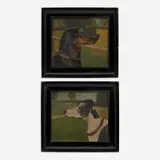 Alfons Luger, Dachshund and Terrier, oils on board