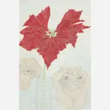 Elizabeth "Grandma" Layton, Untitled (Self-Portrait with Glenn and Poinsettia), 1986, Graphite