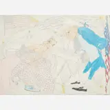 Elizabeth "Grandma" Layton, Untitled (Self-portrait with Glenn and Eagle), 1985, Colored pencil and graphite