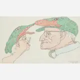 Elizabeth "Grandma" Layton, Untitled (Alligator Hats), 1987, Graphite and pastel on paper