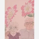 Elizabeth "Grandma" Layton, Untitled (Self-Portrait with Glenn and Flowers), 1992, Graphite and pastel
