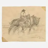 Otto Dill, Study of two horses and a rider, Graphite