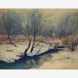 O. Victor Humann, Untitled (Snowy Creek), Watercolor on paper