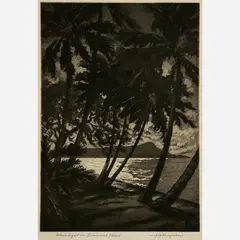 Huc-Mazelet Luquiens, Moonlight on Diamond Head, 1932, Aquatint and etching on paper