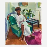 Marleen Stein Gold, Untitled (Woman in a Green Chair), circa 1980s, Oil on canvas