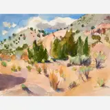 Near Puye Cliffs, ca. 1980s by Marleen Stein Gold, Watercolor and pastel on paper, offered Feb 2024