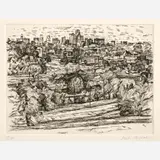 Wilbur Niewald, Kansas City, View from Penn Valley Park, 1989 Copper plate