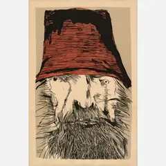 Leonard Baskin, Ahab with a Hat, 1970, Color lithograph on paper