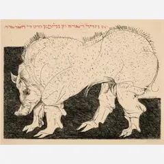 Pig by Leonard Baskin, 1969, Etching on paper, sold Feb 2024