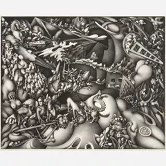 Dan Snow, Trash Dogs of 75th Street, 1983, Lithograph on paper