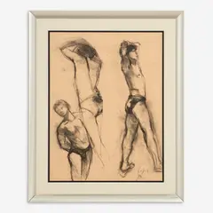 Boys by Jose van Gool, 1994, Charcoal on paper, offered Jul 2023