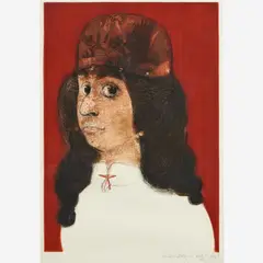 Sandro Study in Red by Mauricio Lasansky, 1990, Color etching and drypoint on paper, offered Feb 2023