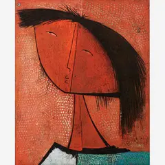 Mujer (AI) by Ángel Botello, Color linocut on paper, offered Feb 2023