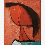 Ángel Botello, Mujer (AI), Color linocut on paper