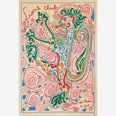 Lions Club by Jean Cocteau, 1958, Color lithograph on paper, offered Feb 2023