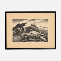 New England Farm by Thomas Hart Benton, 1951, Lithograph on paper, offered Jul 2022