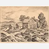 Birger Sandzén, Once a Home, 1952, Lithograph on paper