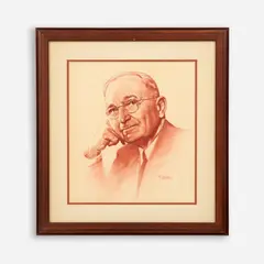 Harry S. Truman, circa 1973-1983 Conte by Frank Szasz, crayon and graphite, offered Jul 2022