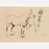Hubert de Watrigant, Horses Study, 1980, Graphite on paper