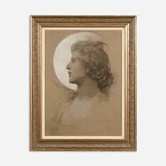 Study for a Head in a Mural Panel by Edwin HowlandBlashfield, 1922, Charcoal & chalk, offered Jul 2022