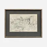 Frederic James, Jasper Cafe, Williamsburg, MO, 1960, Pencil on paper