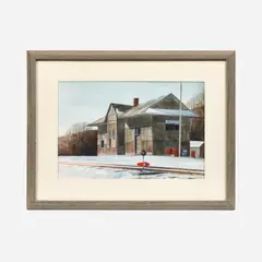 Jack O'Hara, Railroad Station at Missouri City, 1975, Watercolor on paper
