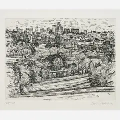 Wilbur Niewald, Kansas City, View from Quality Hill, 1989, Etching on paper