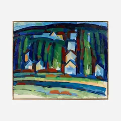 Across the Kaw, circa early 1970s by Wilbur Niewald, Oil on canvas, offered Jun 2022