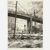 Doug Osa, West Bottoms Viaduct, 1991, Etching on paper