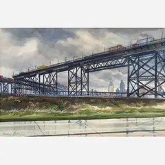 Frederic James, Bridge into Kansas City, 1960, Watercolor on paper