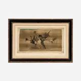 Johnny Friedlaender, Oiseaux sur Fond Brun, 1955, Color etching and aquatint on paper
