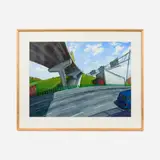 Rod Massey, Freeway with Red Truck, 1987, Oil on paper