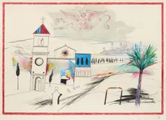 Robert Bailey, San Gimignano, Graphite, oil