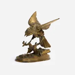 Ferdinand Pautrot, Sparrow Hunting an Insect, Bronze