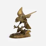 Ferdinand Pautrot, Sparrow Hunting an Insect, Bronze