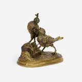 Ferdinand Pautrot, Two Chicks with an Insect, Bronze