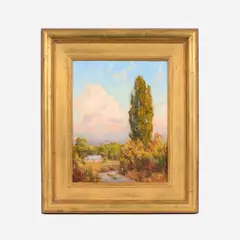 Quiet Fall Evening, Chamisal N.M. by David Ballew, 1993, Oil on board, offered Mar 2022