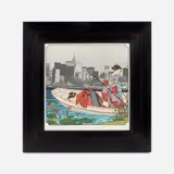 Michael Knigin, Gathering Lotus Flowers, 1979, Color lithograph on paper