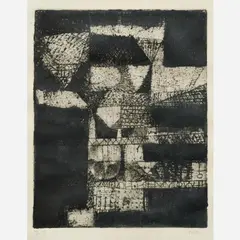 Untitled geometric composition by Nicholas Africano, 1970, Etching and aquatint on paper, offered Jan 2022