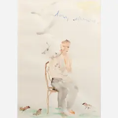 Nicholas Africano, Among Sparrows, 1988, Watercolor on paper
