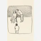 Won-suk Kim, Whispering Figures, 1979, Crayon on paper