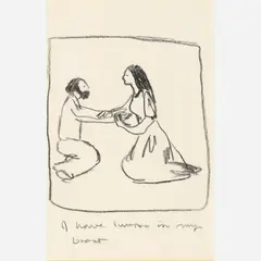 Won-suk Kim, I Have Lumps in My Breast, 1979, Crayon on paper