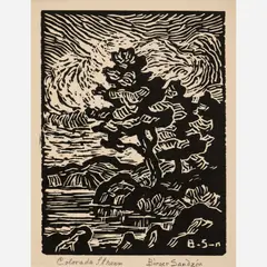 Birger Sandzén, Colorado Stream, 1952, Linocut on paper