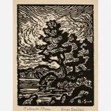Birger Sandzén, Colorado Stream, 1952, Linocut on paper