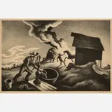 Thomas Hart Benton, Fire in the Barnyard, Offset Lithograph on Paper