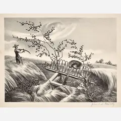 John de Martelly, Old Man Towne Bought a New Scythe, 1938, Lithograph