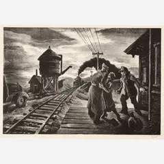 Morning Train by Thomas Hart Benton, 1943, Lithograph, sold Jun 2026