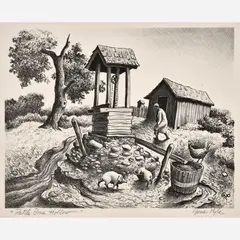 Gene Pyle, Rattle Bone Hollow, 1940, Lithograph on paper